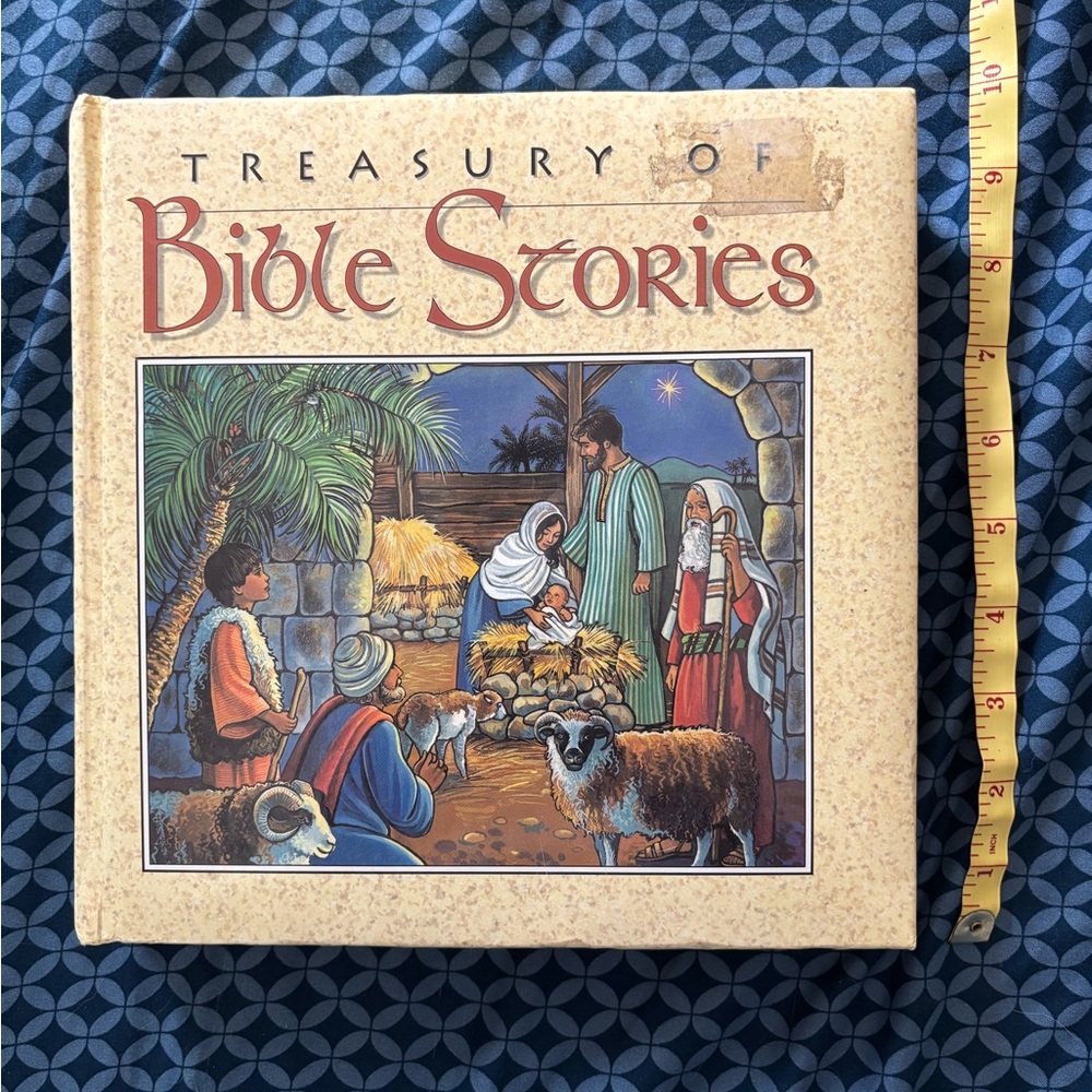 Treasury of Bible Stories Hardcover Book - Beige Cover with Illustrated Nativity